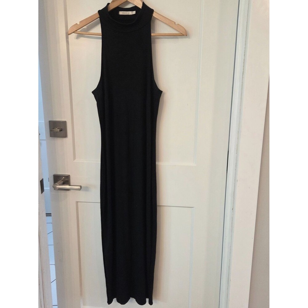 Samantha Eng Black Ribbed Mock Neck Maxi Dress 1 Minimalist Capsule Chic